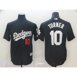 MLB Los Angeles Dodgers #10 Justin Turner Black Turn Back The Clock Cool Base Jersey