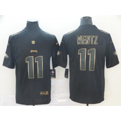 Philadelphia Eagles #11 Carson Wentz Black Gold Vapor Untouchable Limited Nike NFL Men Jersey