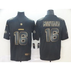 San Francisco 49ers #16 Joe Montana Black Gold Vapor Untouchable Limited Nike NFL Men Jersey