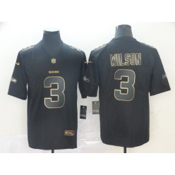 Seattle Seahawks #3 Russell Wilson Black Gold Vapor Untouchable Limited Nike NFL Men Jersey