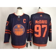 Edmonton Oilers #97 Connor McDavid Navy 50th Anniversary Adidas NHL Men Jersey