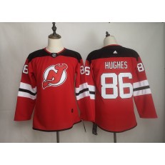 New Jersey Devils #86 Jack Hughes Red Women Adidas DHL Jersey