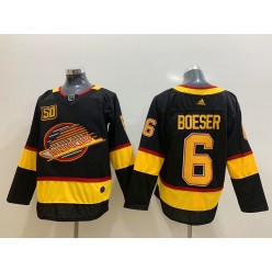 Vancouver Canucks #6 Brock Boeser Black 50th Season Adidas NHL Men Jersey