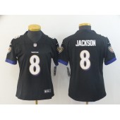 Women Nike Baltimore Ravens #8 LaMar Jackson Black Vapor Untouchable Limited NFL Jersey
