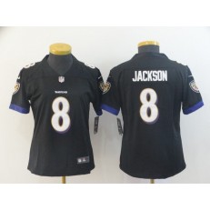 Women Nike Baltimore Ravens #8 LaMar Jackson Black Vapor Untouchable Limited NFL Jersey