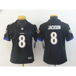 Women Nike Baltimore Ravens #8 LaMar Jackson Black Vapor Untouchable Limited NFL Jersey