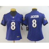 Women Nike Baltimore Ravens #8 LaMar Jackson Purple Vapor Untouchable Limited NFL Jersey
