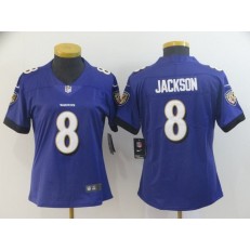 Women Nike Baltimore Ravens #8 LaMar Jackson Purple Vapor Untouchable Limited NFL Jersey