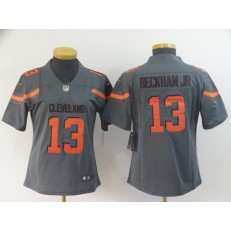Women Nike Cleveland Browns #13 Odell Beckham Jr Gray Inverted Legend Limited NFL Jersey