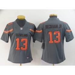 Women Nike Cleveland Browns #13 Odell Beckham Jr Gray Inverted Legend Limited NFL Jersey