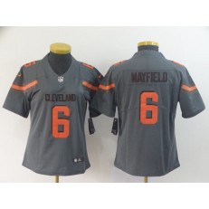 Women Nike Cleveland Browns #6 Baker Mayfield Gray Inverted Legend Limited NFL Jersey