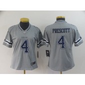 Women Nike Dallas Cowboys #4 Dak Prescott Gray Inverted Legend Limited NFL Jersey