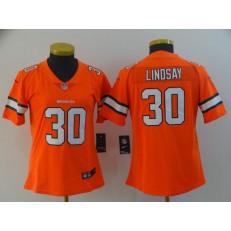 Women Nike Denver Broncos #30 Phillip Lindsay Orange Color Rush Limited NFL Jersey