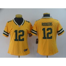 Women Nike Green Bay Packers #12 Aaron Rodgers Gold Inverted Legend Limited NFL Jersey