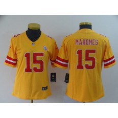 Women Nike Kansas City Chiefs #15 Patrick Mahomes Gold Inverted Legend Limited NFL Jersey