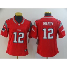Women Nike New England Patriots #12 Tom Brady Red Inverted Legend Limited NFL Jersey