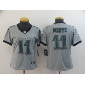 Women Nike Philadelphia Eagles #11 Carson Wentz Silver Inverted Legend Limited NFL Jersey