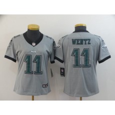 Women Nike Philadelphia Eagles #11 Carson Wentz Silver Inverted Legend Limited NFL Jersey