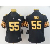 Women Nike Pittsburgh Steelers #55 Devin Bush Black Color Rush Limited NFL Jersey