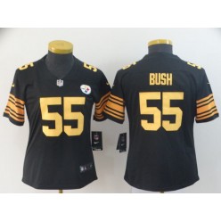 Women Nike Pittsburgh Steelers #55 Devin Bush Black Color Rush Limited NFL Jersey