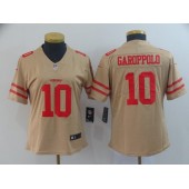 Women Nike San Francisco 49ers #10 Jimmy Garoppolo Gold Inverted Legend Limited NFL Jersey