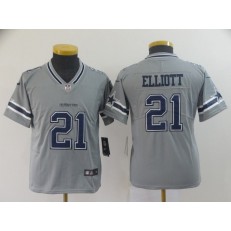 Youth Nike Dallas Cowboys #21 Ezekiel Elliott Gray Inverted Legend Limited NFL Jersey