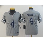 Youth Nike Dallas Cowboys #4 Dak Prescott Gray Inverted Legend Limited NFL Jersey