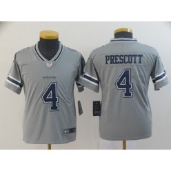 Youth Nike Dallas Cowboys #4 Dak Prescott Gray Inverted Legend Limited NFL Jersey