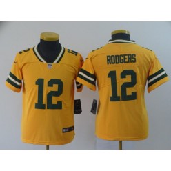 Youth Nike Green Bay Packers #12 Aaron Rodgers Gold Inverted Legend Limited NFL Jersey