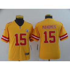 Youth Nike Kansas City Chiefs #15 Patrick Mahomes Gold Inverted Legend Limited NFL Jersey