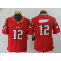Youth Nike New England Patriots #12 Tom Brady Red Inverted Legend Limited NFL Jersey