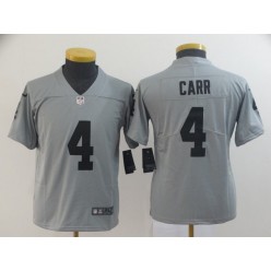 Youth Nike Oakland Raiders #4 Derek Carr Gray Inverted Legend Limited NFL Jersey