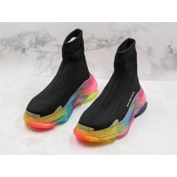 BALENCIAGA TRIPLE S AIR KNIT MID SOCK BLACK RAINBOW