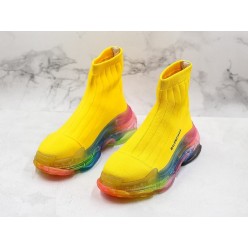 BALENCIAGA TRIPLE S AIR KNIT MID SOCK YELLOW RAINBOW