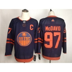 Edmonton Oilers #97 Connor McDavid Navy 50th Anniversary Adidas NHL Men Jersey