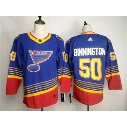 St.Louis Blues #50 Jordan Binnington Blue Adidas NHL Men Jersey