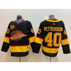 Vancouver Canucks #40 Elias Pettersson Black 50th Season Adidas NHL Men Jersey