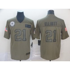 Dallas Cowboys #21 Ezekiel Elliott 2019 Olive Salute To Service Limited NFL Nike Men Jersey