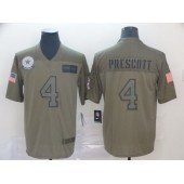 Dallas Cowboys #4 Dak Prescott 2019 Olive Salute To Service Limited NFL Nike Men Jersey