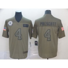 Dallas Cowboys #4 Dak Prescott 2019 Olive Salute To Service Limited NFL Nike Men Jersey