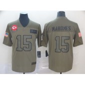 Kansas City Chiefs #15 Patrick Mahomes 2019 Olive Salute To Service Limited NFL Nike Men Jersey