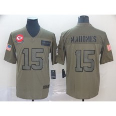 Kansas City Chiefs #15 Patrick Mahomes 2019 Olive Salute To Service Limited NFL Nike Men Jersey