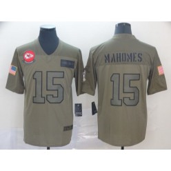 Kansas City Chiefs #15 Patrick Mahomes 2019 Olive Salute To Service Limited NFL Nike Men Jersey
