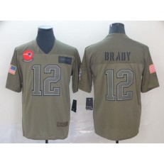 New England Patriots #12 Tom Brady 2019 Olive Salute To Service Limited NFL Nike Men Jersey