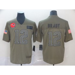 New England Patriots #12 Tom Brady 2019 Olive Salute To Service Limited NFL Nike Men Jersey