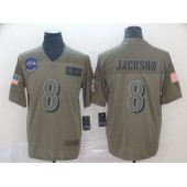Baltimore Ravens #8 Lamar Jackson 2019 Olive Salute To Service Limited Nike NFL Men Jersey