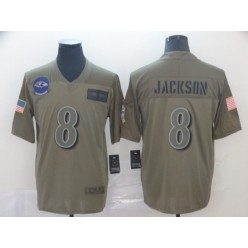 Baltimore Ravens #8 Lamar Jackson 2019 Olive Salute To Service Limited Nike NFL Men Jersey