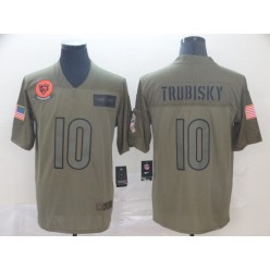 Chicago Bears #10 Mitchell Trubisky 2019 Olive Salute To Service Limited Nike NFL Men Jersey