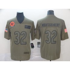 Chicago Bears #32 David Montgomery 2019 Olive Salute To Service Limited Nike NFL Men Jersey