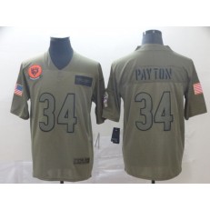 Chicago Bears #34 Walter Payton 2019 Olive Salute To Service Limited Nike NFL Men Jersey